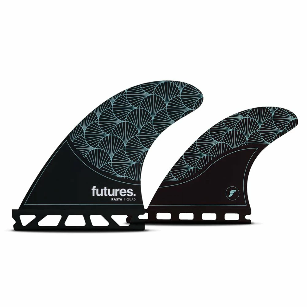 Ailerons Surf Futures Fins Rasta Quad Fin Set Black Teal 1 Ailerons Surf Futures Fins Rasta Quad Fin Set Black Teal
